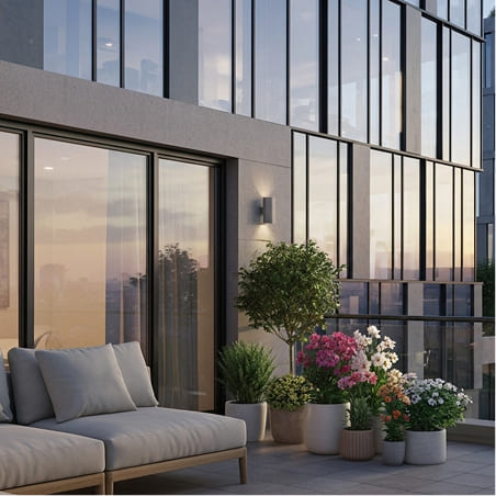 Квартиры с террасами и витражным остеклением